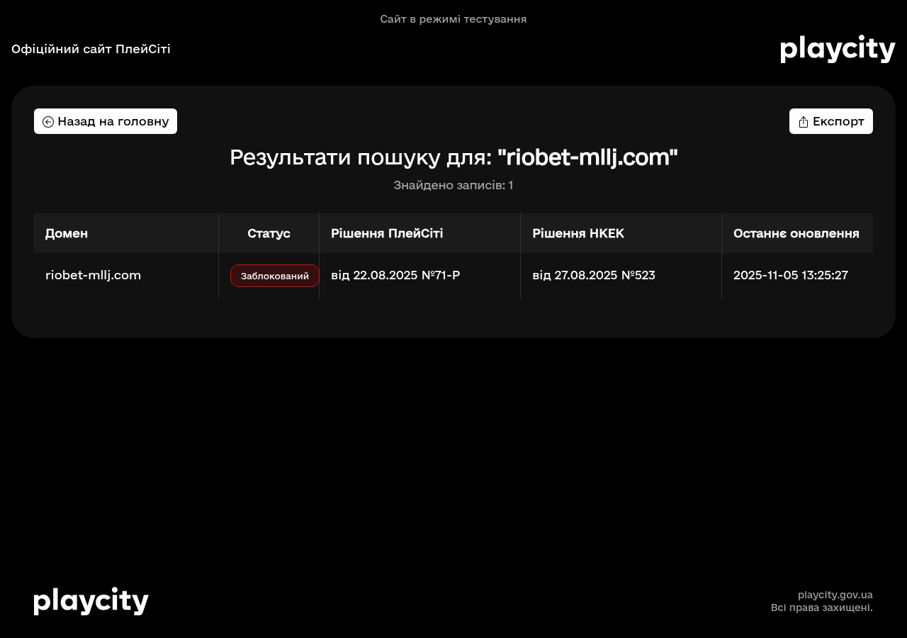 Датований знімок первинного запису для перевірки Riobet